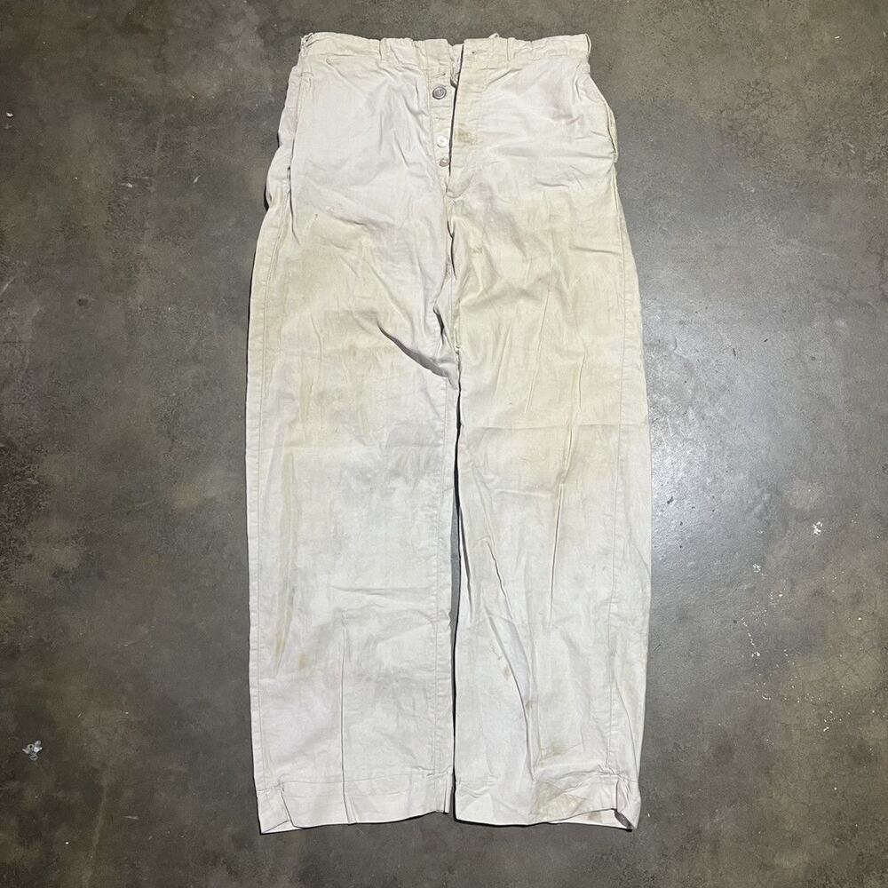 Vintage 50s Tan Sanforized Sail Cloth Cotton Chinos 28x30